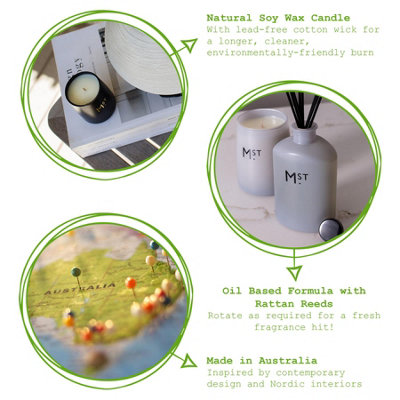 Moss St. Fragrances - Scented Candle & Diffuser Set - 320g/275ml - Tropical Coconut & Lemongrass - 2pc