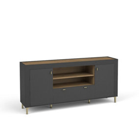 Mossa Chic Sideboard Cabinet in Black & Oak - W1370mm x H840mm x D400mm