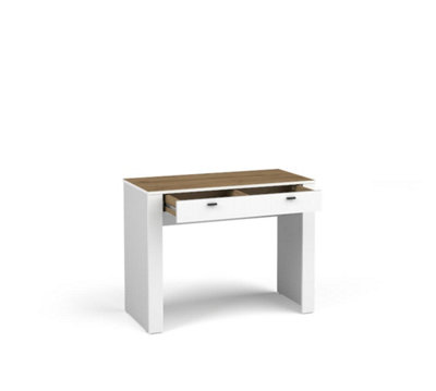 Mossa Contemporary Dressing Table in White & Oak - W1020mm x H790mm x D500mm