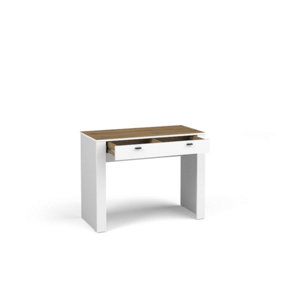 Mossa Contemporary Dressing Table in White & Oak - W1020mm x H790mm x D500mm