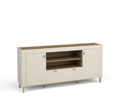 Mossa Elegant Sideboard Cabinet in Cashmere & Oak - W1370mm x H840mm x D400mm