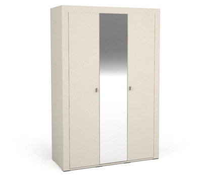 Mossa Luxurious Hinged Mirrored Wardrobe in Cashmere - W1370mm x H2060mm x D560mm