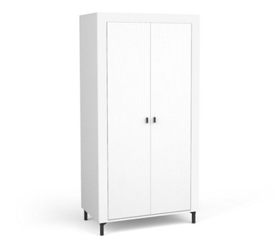 Mossa Modern Hinged Door Wardrobe in White & Oak - W970mm x H1930mm x D560mm