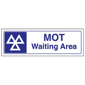 MOT Waiting Area Garage Customer Sign - Rigid Plastic - 450x150mm (x3)