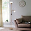 Mother and Child Floor lamp in brushed gold finish with 2 white shades