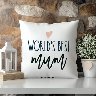 Mother's Day World's Best Mum Printed Faux Suede Cushion 45cm x 45cm