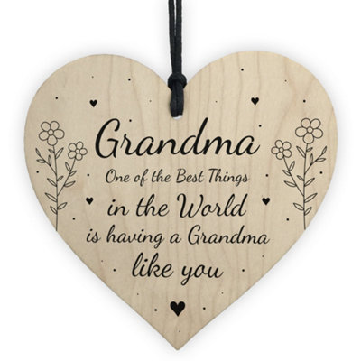 Mothers Day Gift For Grandma Wood Heart Thank You Birthday Gift From ...