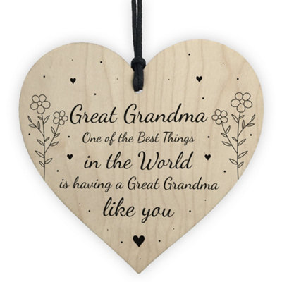 Mothers Day Gift For Great Grandma Wood Heart Thank You Birthday Gift ...