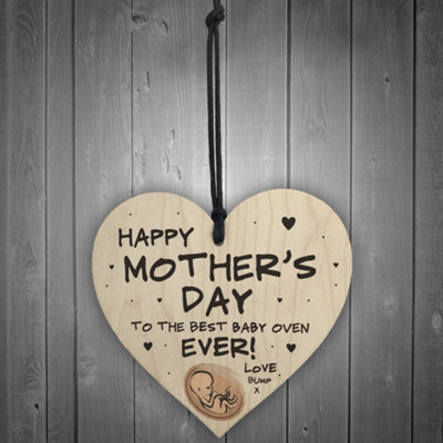 Mothers Day Gift From Bump Wood Heart Best Baby Oven Mum To Be Gifts ...