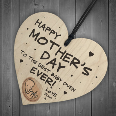 Mothers Day Gift From Bump Wood Heart Best Baby Oven Mum To Be Gifts ...