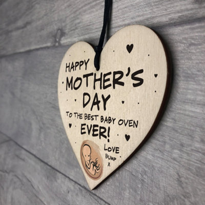 Mothers Day Gift From Bump Wood Heart Best Baby Oven Mum To Be Gifts ...