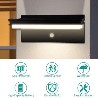 Motion Sensor Solar Wall Sconce, Facade Lamp for Outdoor Areas with ...
