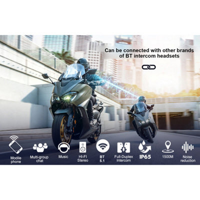 Motorcycle Helmet Intercom 1200M Headset Riding Intercom for Motorcycle Helmet
