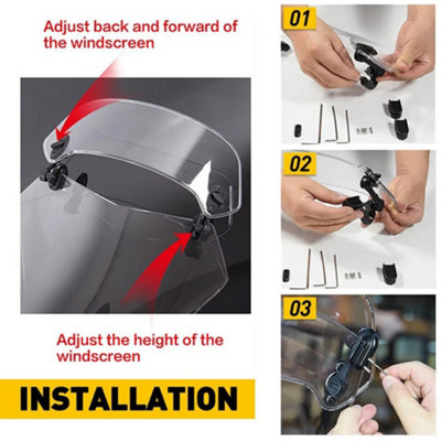 Motorcycle Motorbike Clip On Windshield Wind Screen Deflector Extension ...