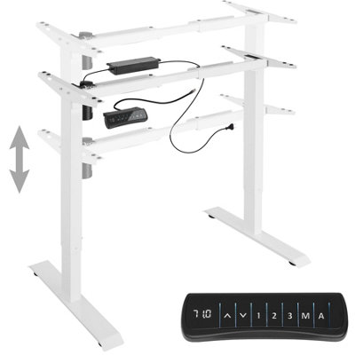 Motorised standing desk frame (71-121cm tall, with memory and alarm functions) - white