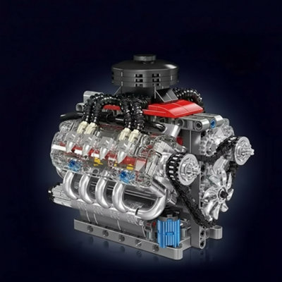 Motorized V8 Engine Building Blocks Car Model Kit