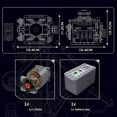 Motorized V8 Engine Building Blocks Car Model Kit