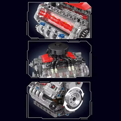 Motorized V8 Engine Building Blocks Car Model Kit