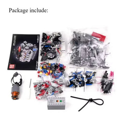 Motorized V8 Engine Building Blocks Car Model Kit
