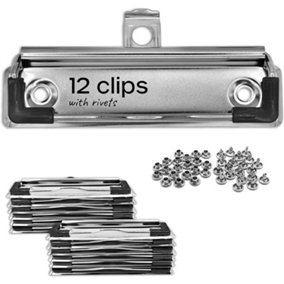 Mountable Clipboard Clips, Spring Surface Mountable Clips with Hanging Hole, Rubber Edge for Grip (12 Pack)
