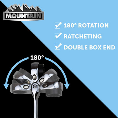 Mountain 5Pc Metric Double Box End 180 Degrees Rotation Spanner Set