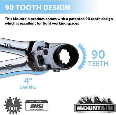 Mountain 5Pc Metric Double Box End 180 Degrees Rotation  Spanner Set