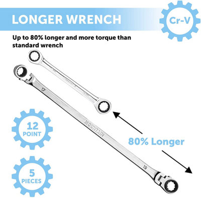 Mountain 5Pc Metric Double Box End 180 Degrees Rotation  Spanner Set