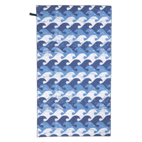Mountain Warehouse Wave Pattern Microfibre Towel Dark Blue (One Size)