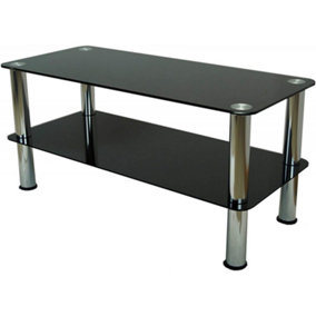 Mountright 2 Tier Coffee Table in Black Glass & Chrome Legs