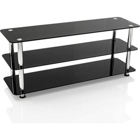 Mountright Universal 1150 Black Glass & Chrome TV Stand for up to 55" TVs