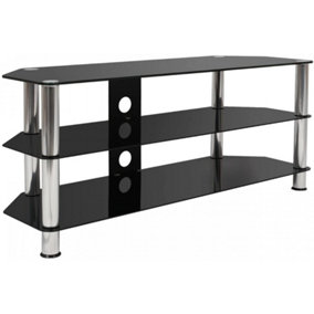 Mountright Universal 1200 Black Glass & Chrome Corner TV Stand for up to 60" TVs