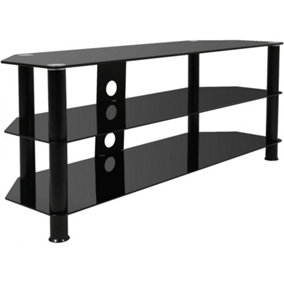 Mountright Universal 1200 Black Glass Corner TV Stand for up to 60" TVs