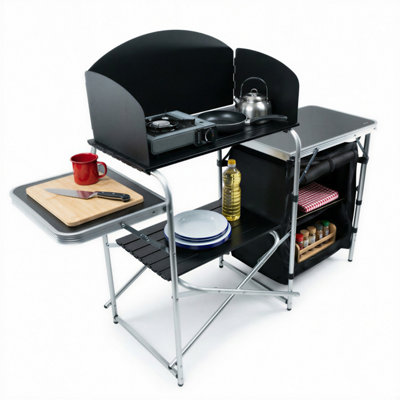 MoverX Portable Camping Kitchen Unit with Aluminium Frame, Stand