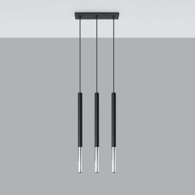 Mozaica Steel Black/Chrom 3L Light Classic Pendant Ceiling Light