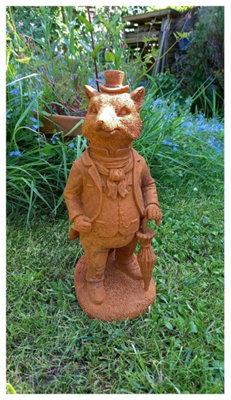 Mr Fox Garden Sculpture Decoration Ornament Made From Cold Cast Iron