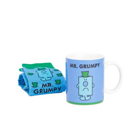 Mr Men Mens Mr Grumpy Mug and Sock Set Blue (One Size)