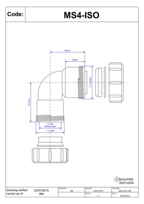 MS4-ISO 1.1/4in 90deg Bend (150)