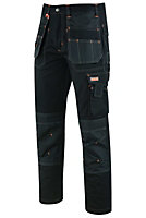 MS9 Men's Work Cargo Trousers Pants Jeans Comes with Multi Functional Pockets T5, Black - 36W/30L