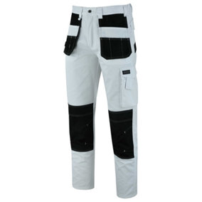 MS9 Men's Work Cargo Trousers Pants Jeans Comes with Multi Functional Pockets T5, White - 30W/30L