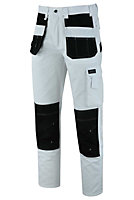 MS9 Men's Work Cargo Trousers Pants Jeans Comes with Multi Functional Pockets T5, White - 34W/34L