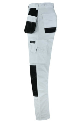 MS9 Men's Work Cargo Trousers Pants Jeans Comes with Multi Functional Pockets T5, White - 40W/34L