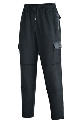 MS9 Men's Painters Fleece Cargo Work Trousers - Drawstring Joggers, Polyester Fleece, White & Black, Sizes 26-34 10 thumbnail image