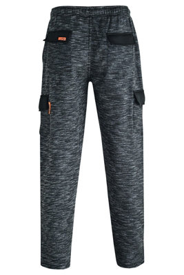 MS9 Mens Cargo Combat Fleece Trouser Work Tracksuit Jogging Bottoms Pants H20, Charcoal - M