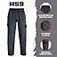 MS9 Mens Cargo Combat Fleece Trouser Work Tracksuit Jogging Bottoms Pants H20, Charcoal - XL