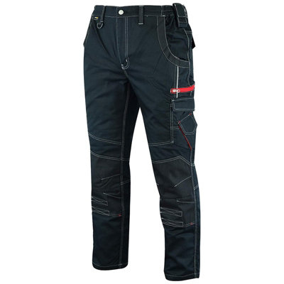 MS9 Mens Cargo Combat Multi Pockets Tactical Working Work Trouser Trousers Pants Jeans 1140 - Black, 38W/32L