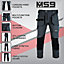 MS9 Mens Cargo Combat Slim Fit Stretch Spandex Elasticated Flexible Work Working Trouser Trousers Pants Jeans, Grey - 34W/30L