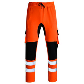 MS9 Mens Cargo Combat Work Trouser Tracksuit Jogging Bottoms Pants Joggers H10, Orange - S