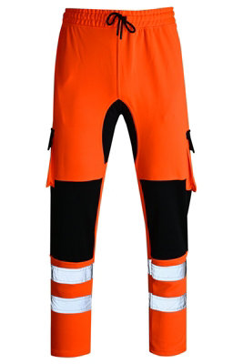 MS9 Mens Cargo Combat Work Trouser Tracksuit Jogging Bottoms Pants Joggers H10 Orange XXL