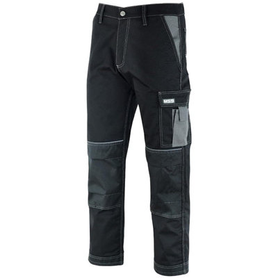 MS9 Mens Cargo Combat Work Working Trouser Trousers Pants Jeans with Multifuncational Pockets, Black - 30W/30L