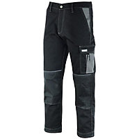 MS9 Mens Cargo Combat Work Working Trouser Trousers Pants Jeans with Multifuncational Pockets, Black - 42W/30L